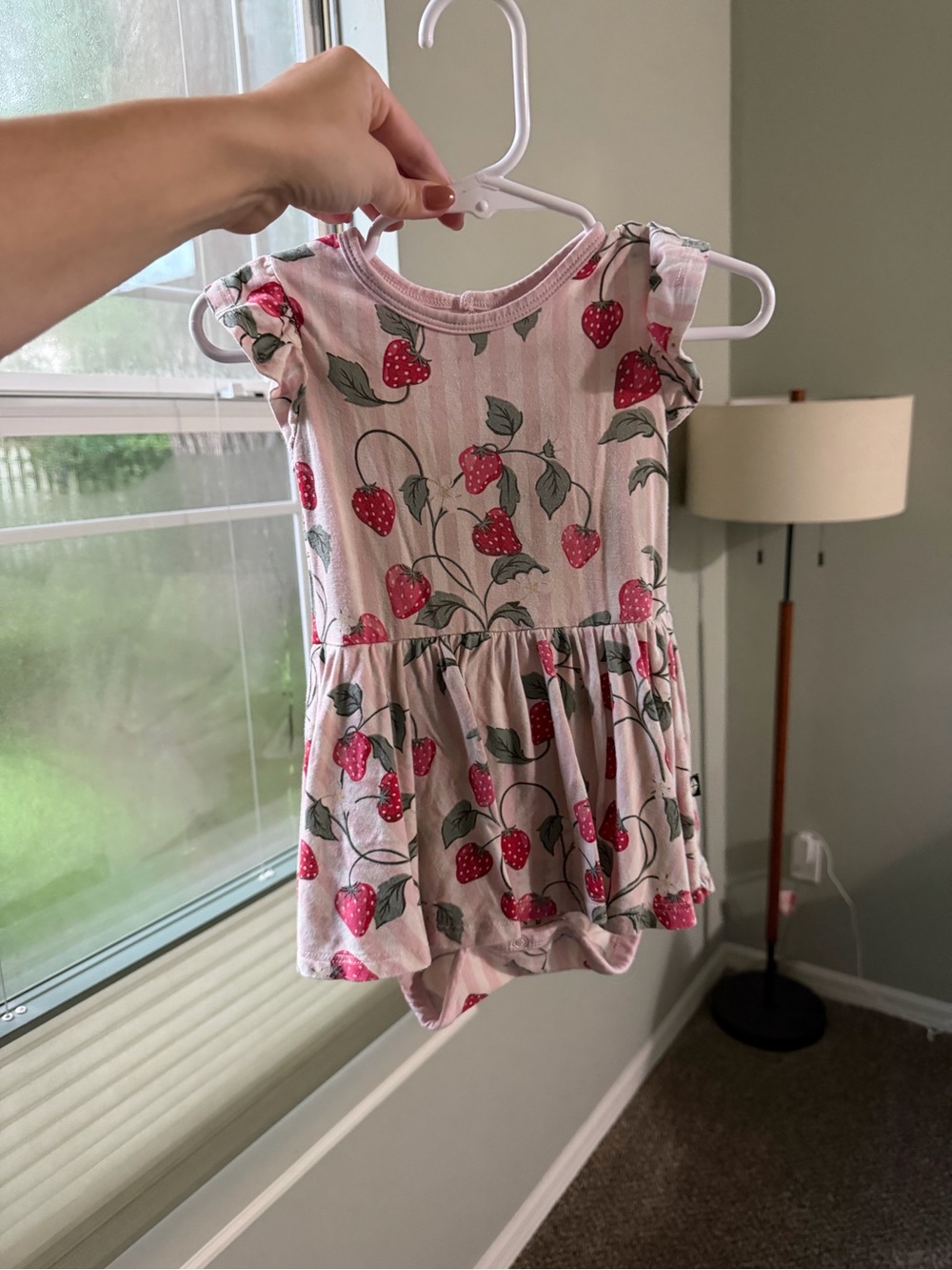 Kyte BABY Pink Strawberry Print Tank Romper